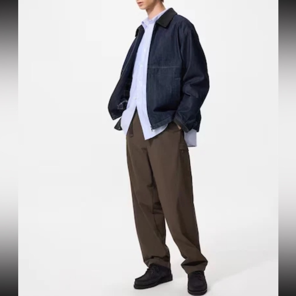 Uniqlo Men's Geared Brown Cargo Pants - Belted Water Repellant Pockets Tapered